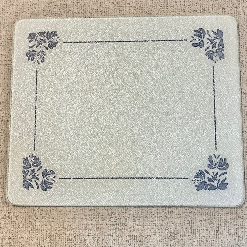 Vintage Pfaltzgraff Yorktowne Floral Glass Cutting Board Textured Trivet 12x10